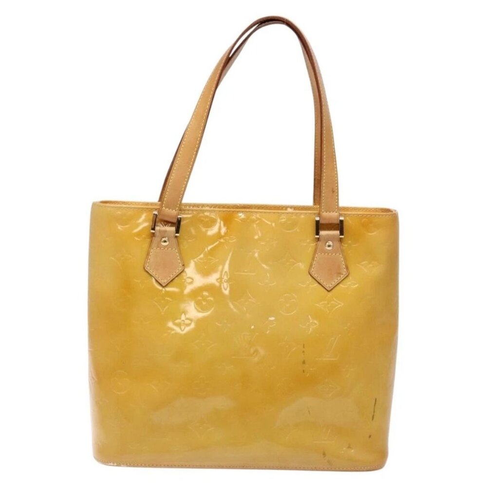 LOUIS VUITTON Monogram Vernis Houston Hand Bag Beige